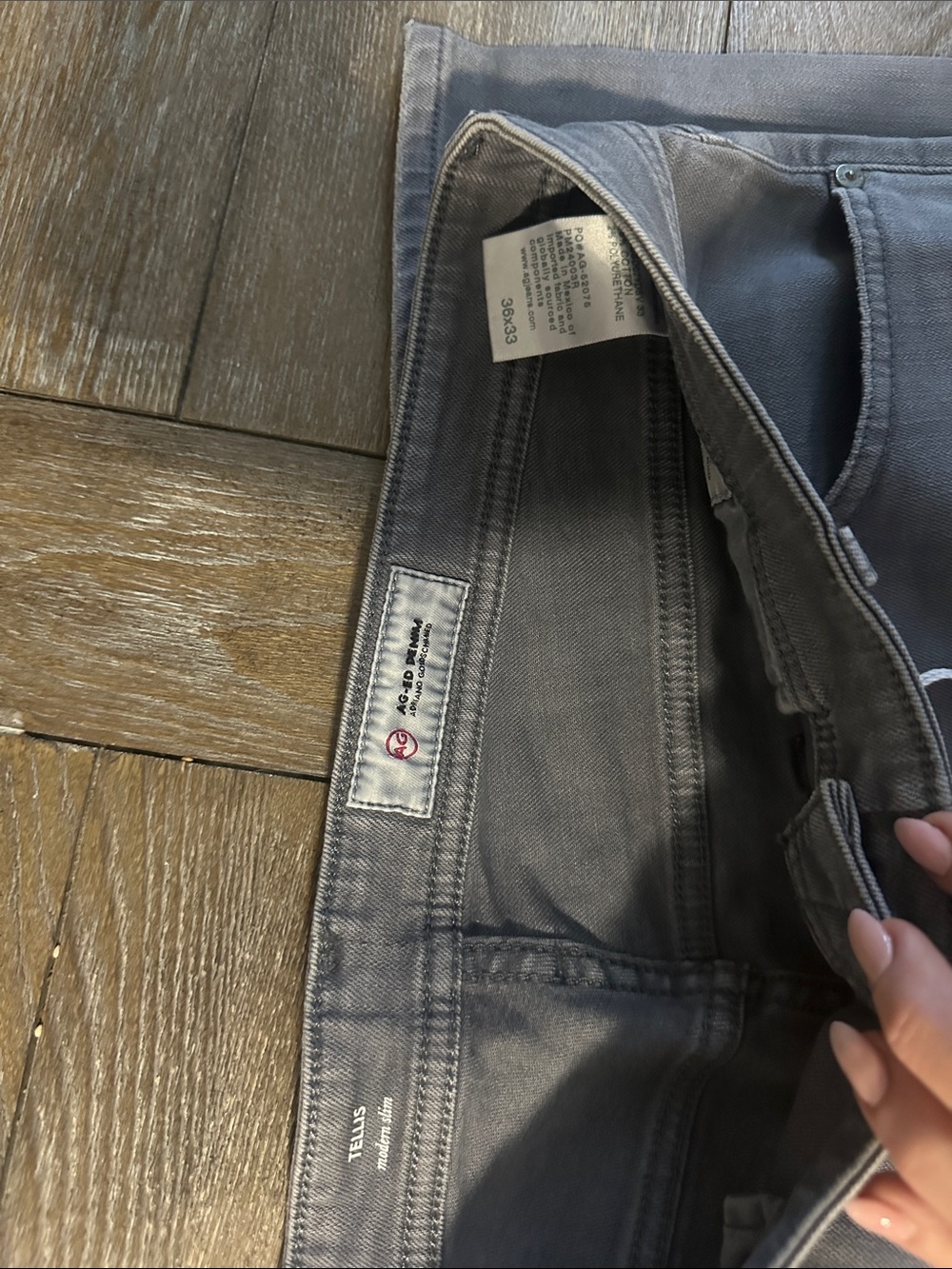 Ag Adriano Goldschmied Slim Tellis Jeans in Slate Gray 36x33 - Picture 2 of 4